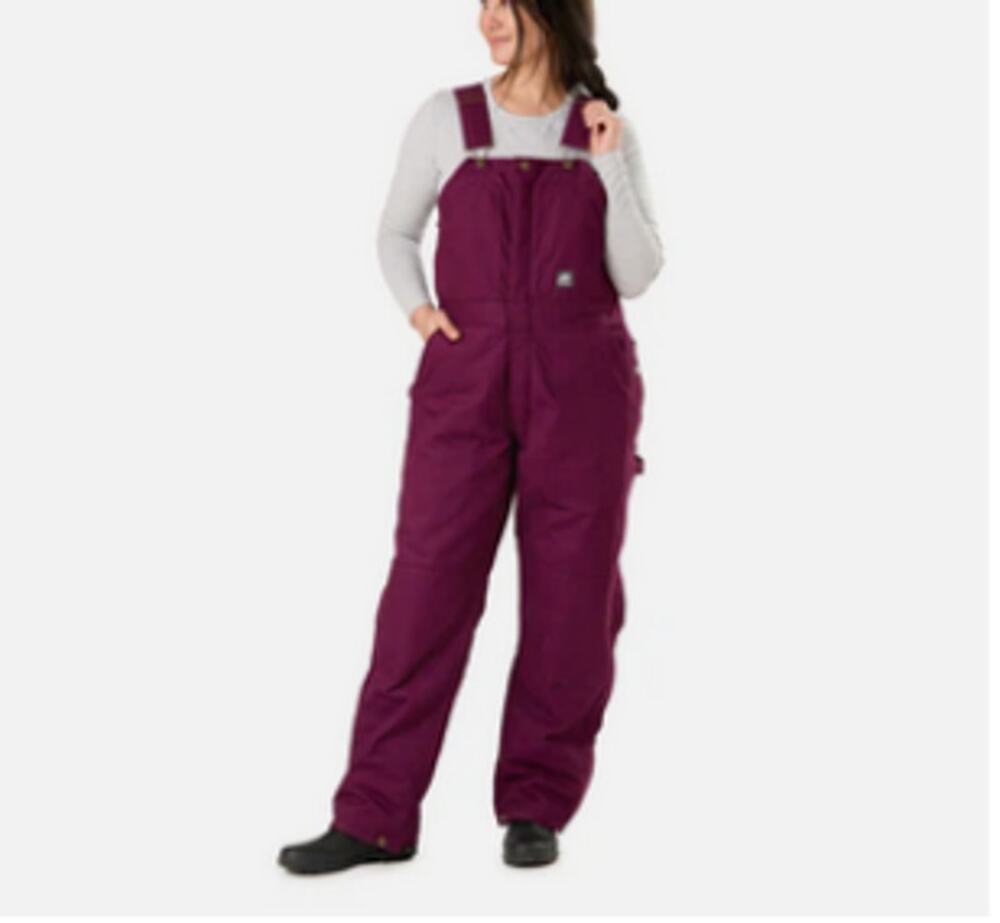 Berne Women's Plum Softstone Duck Insulated Bib Overall Size 3XLT